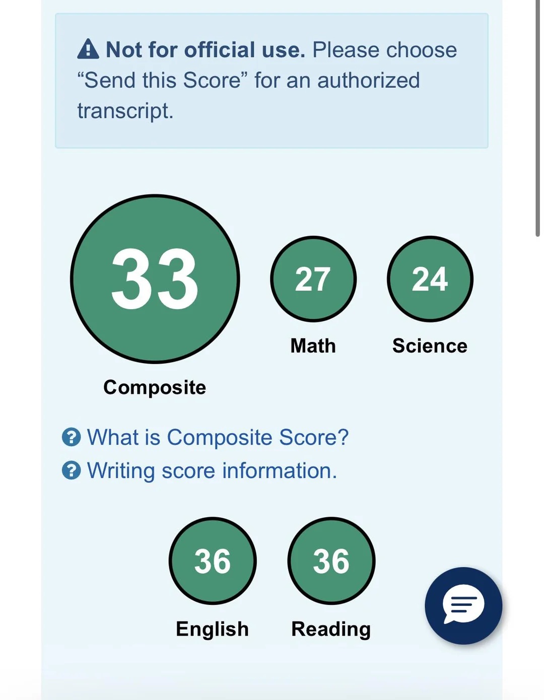 2026 ACT score result - student 2