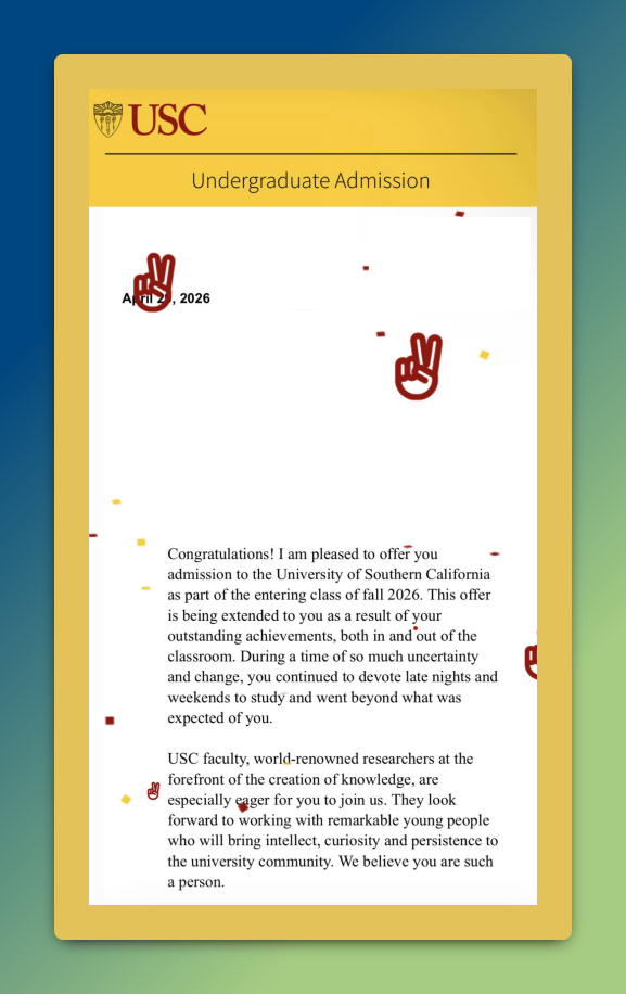 2026 USC acceptance