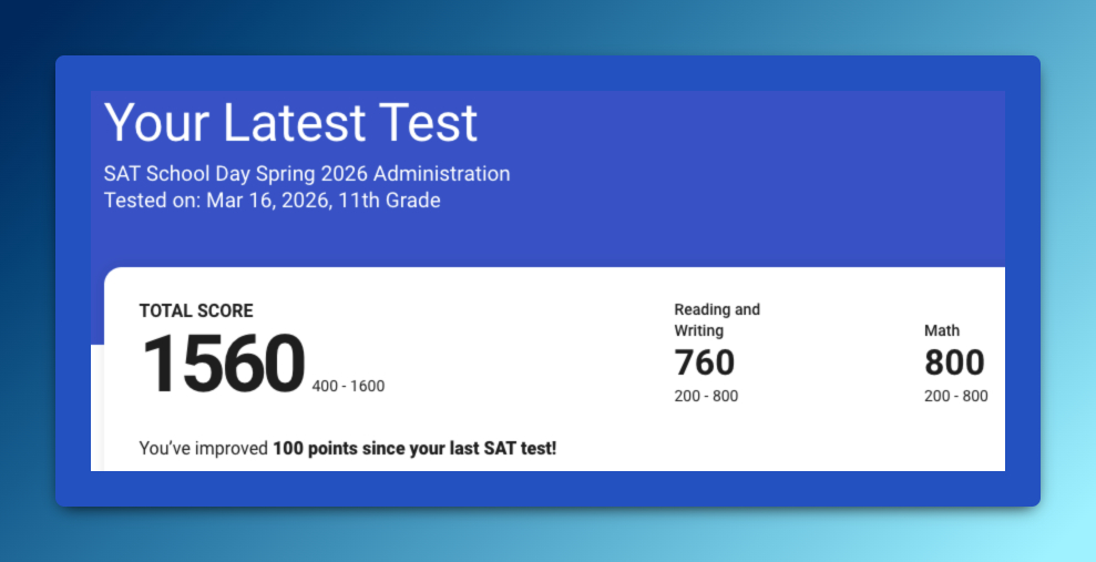 2026 SAT score result - student 1