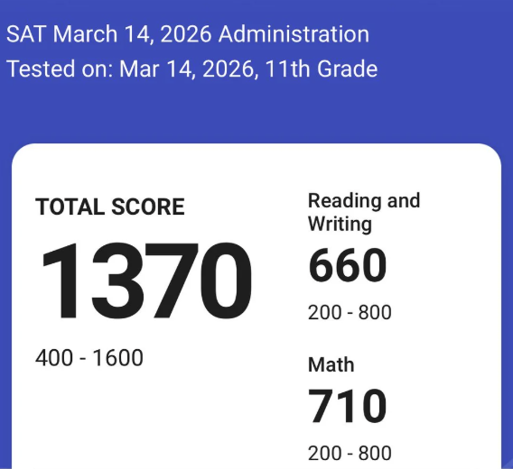 2026 SAT score result - student 10
