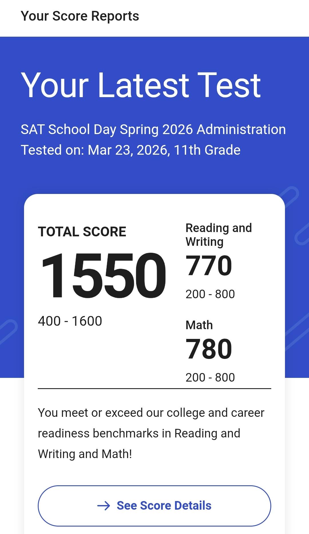 2026 SAT score result - student 15