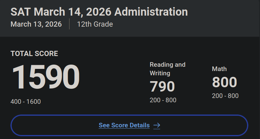 2026 SAT score result - student 16