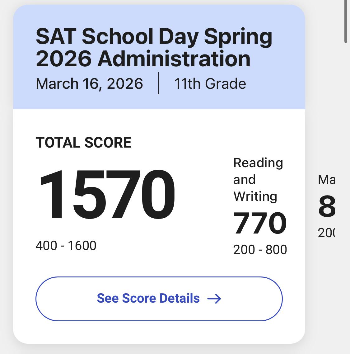 2026 SAT score result - student 18