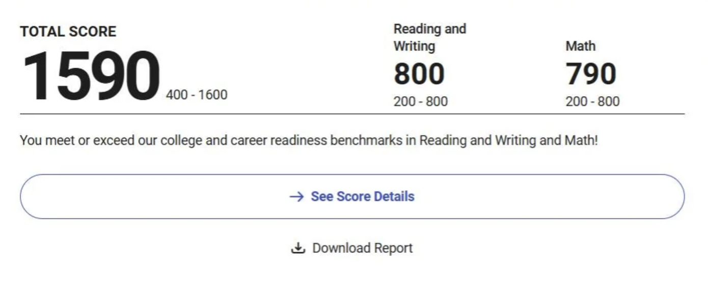 2026 SAT score result - student 2