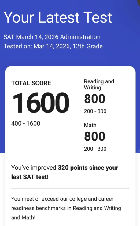 2026 SAT score result - student 4