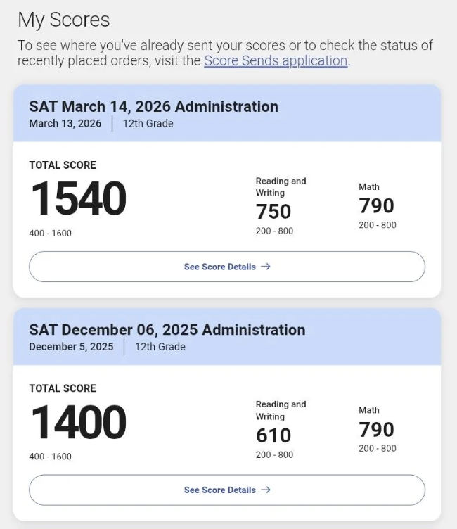 2026 SAT score result - student 6