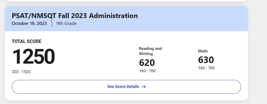 2026 SAT score result - student 0 · p1