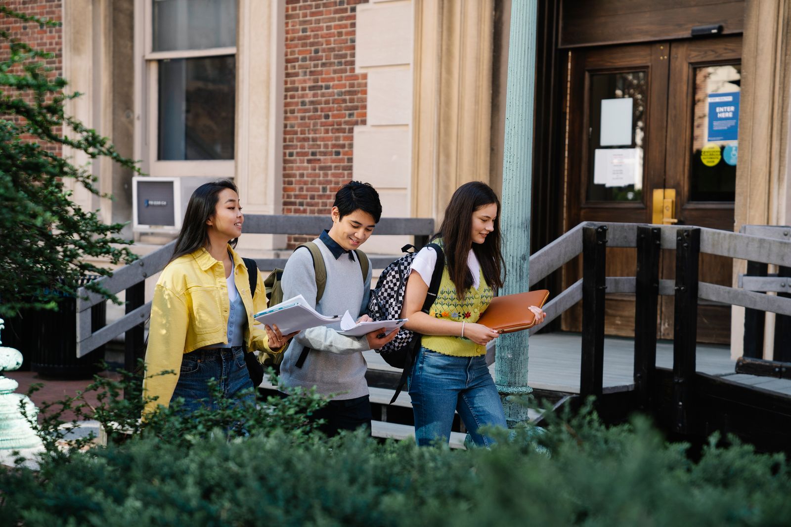 College students walking toward their academic goals